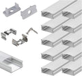 10-Pack 6.6ft U Shape LED Aluminum Channel System with Milky Cover, End Caps and Mounting Clips S758973