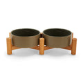 Ceramic & Bamboo Elevated Dog Double Diner F900