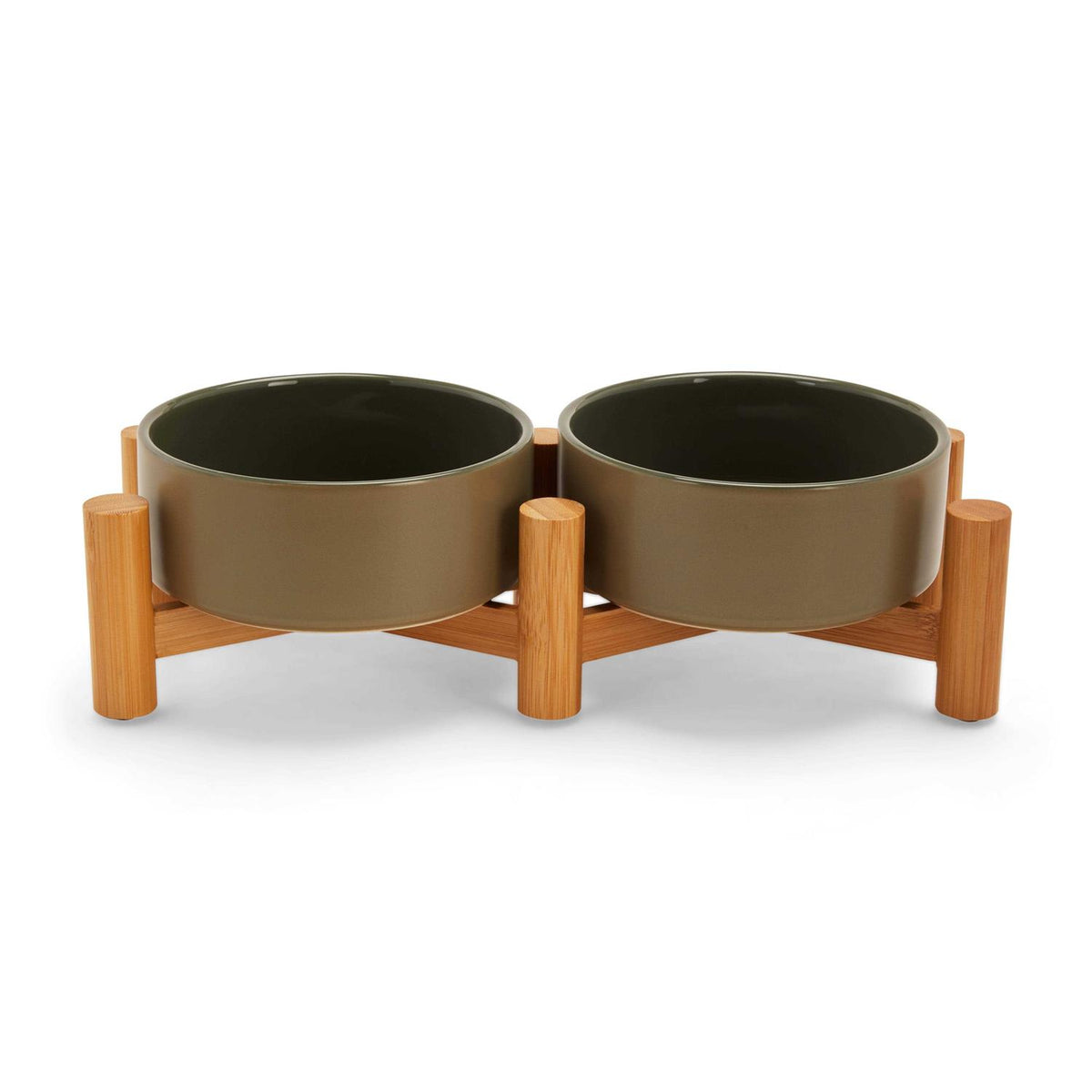 Ceramic & Bamboo Elevated Dog Double Diner F900