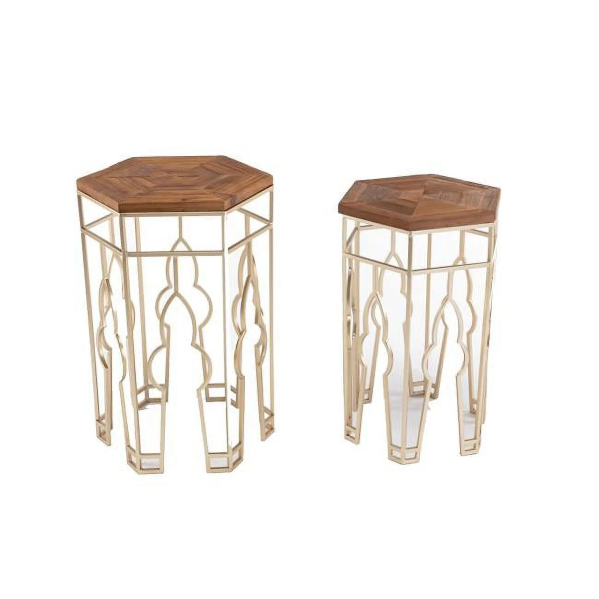 Brown & Gold Set of 2 Nesting Side Table T335787