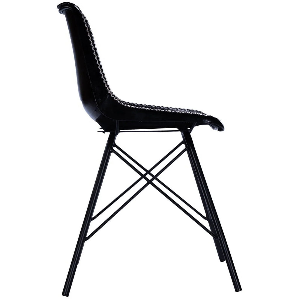 Black Leather Side Chair E212