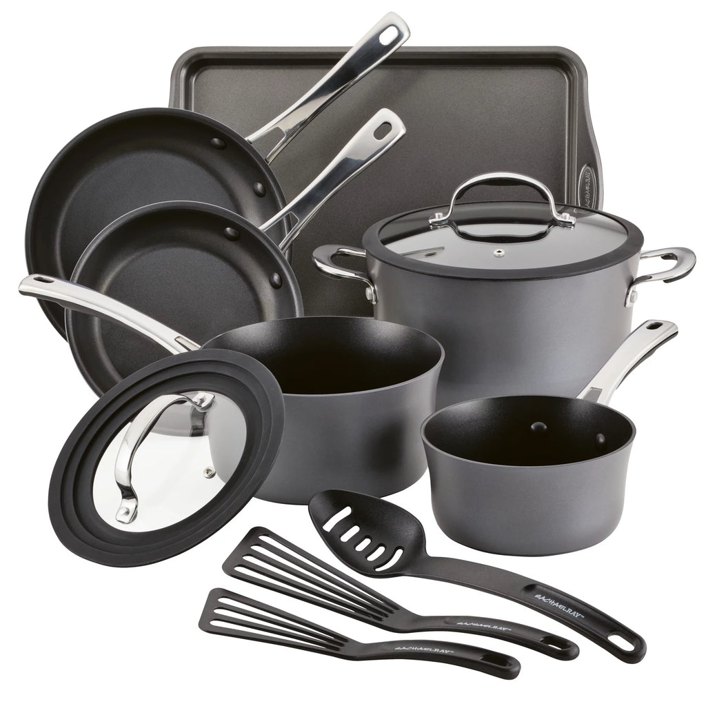 11 Piece Black Hard Anodized Nonstick Cookware Set P872354