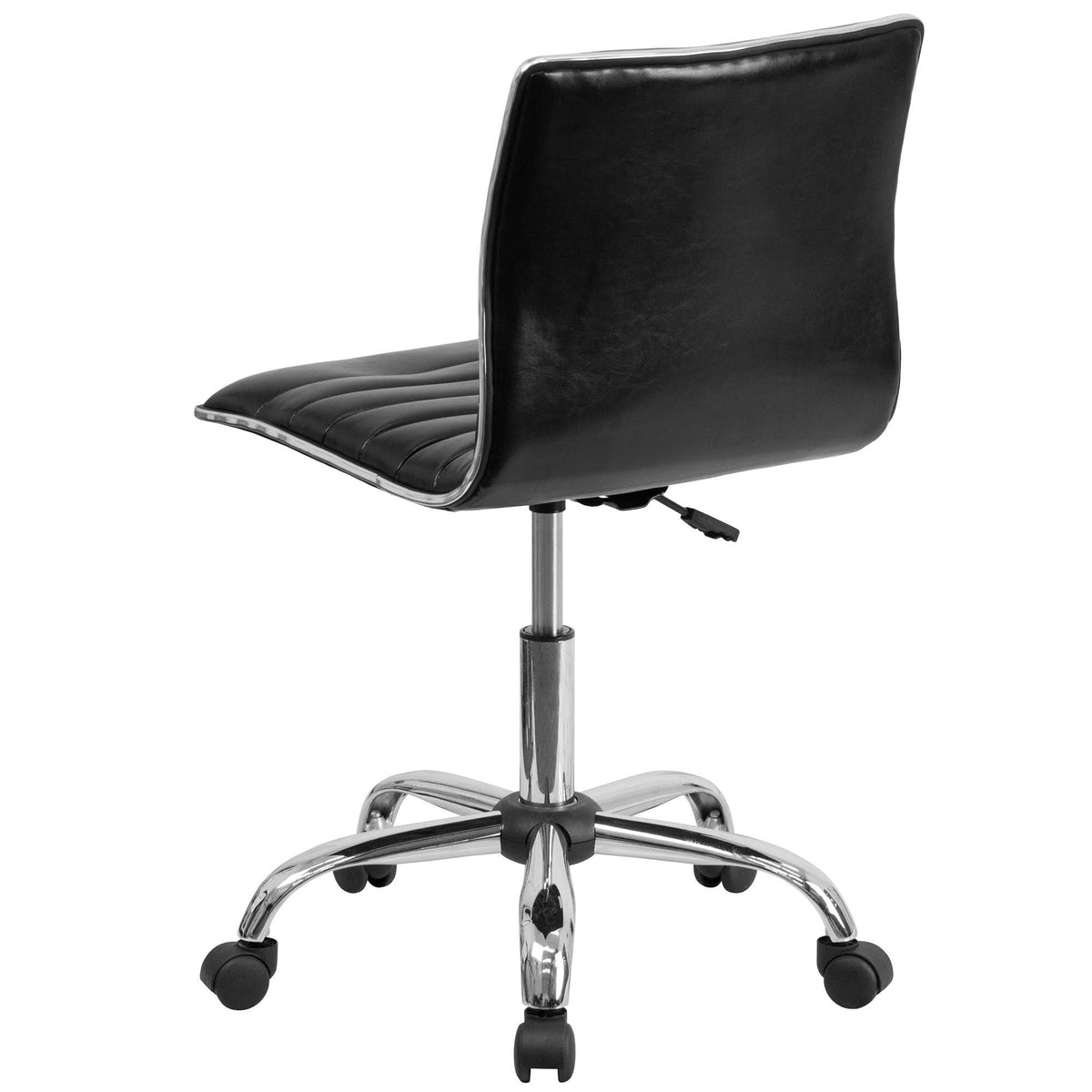 Black Ribbed Low Back Armless Swivel Office Chair P960