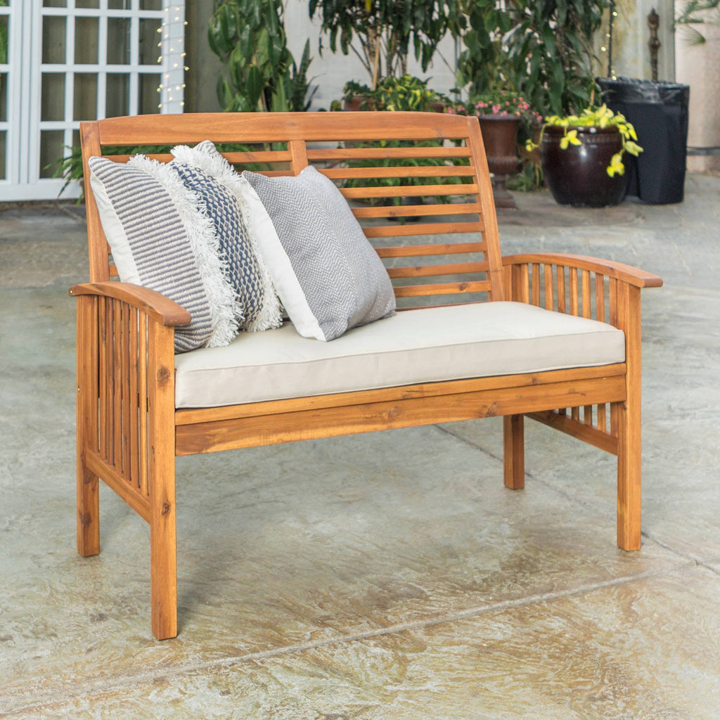 Acacia Wood Patio Loveseat Bench - Brown C33443