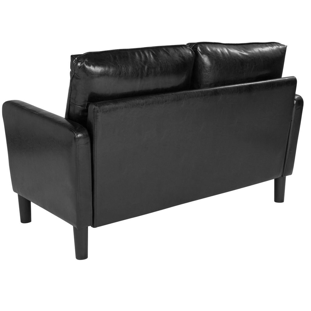 Brown Leather Straight Arm Loveseat G6632