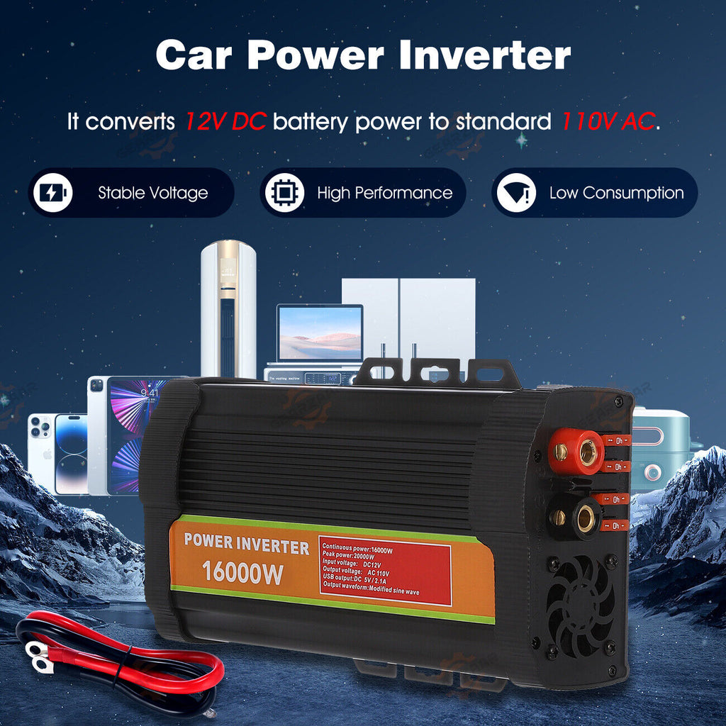 16000W Peak Pure Sine Wave Power Inverter DC 12V to AC 110/120V W4481