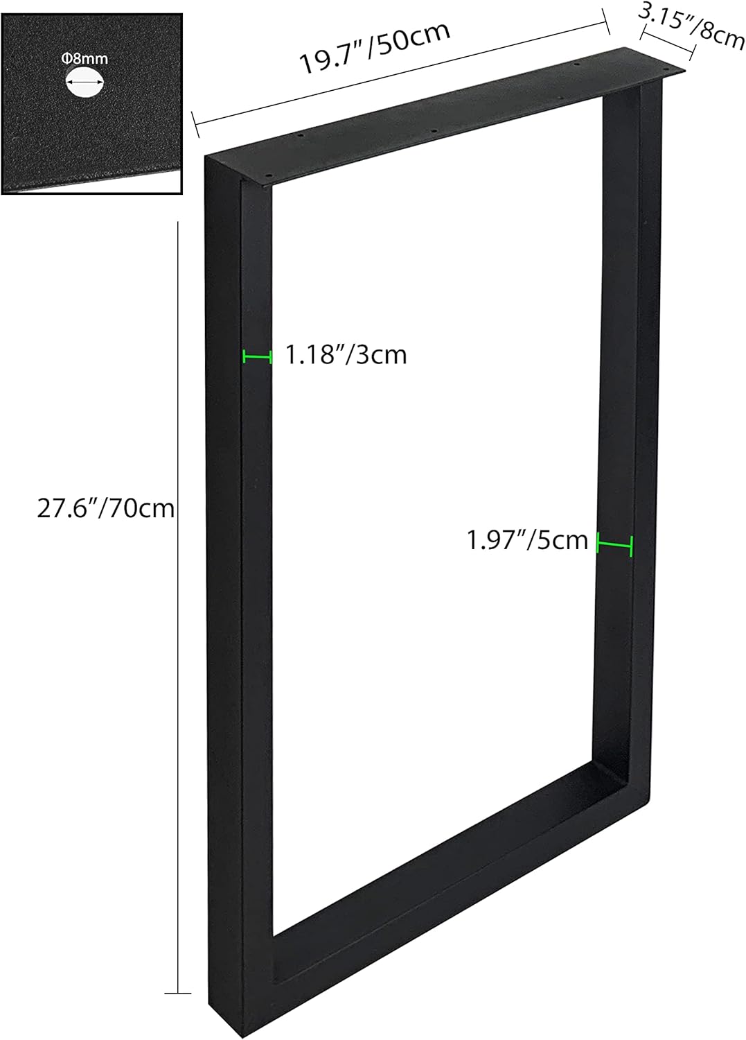 28'' Height 17.7'' Wide Black Metal Table Legs 2 PCS N1645