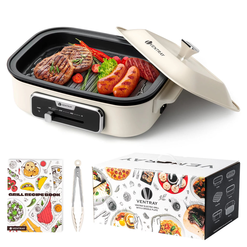 Electric Indoor Grill Portable Korean BBQ Nonstick 1200W White W2380