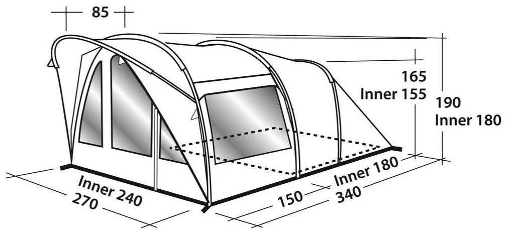 3 Person 2 Room Inflatable Tunnel Tent E238941