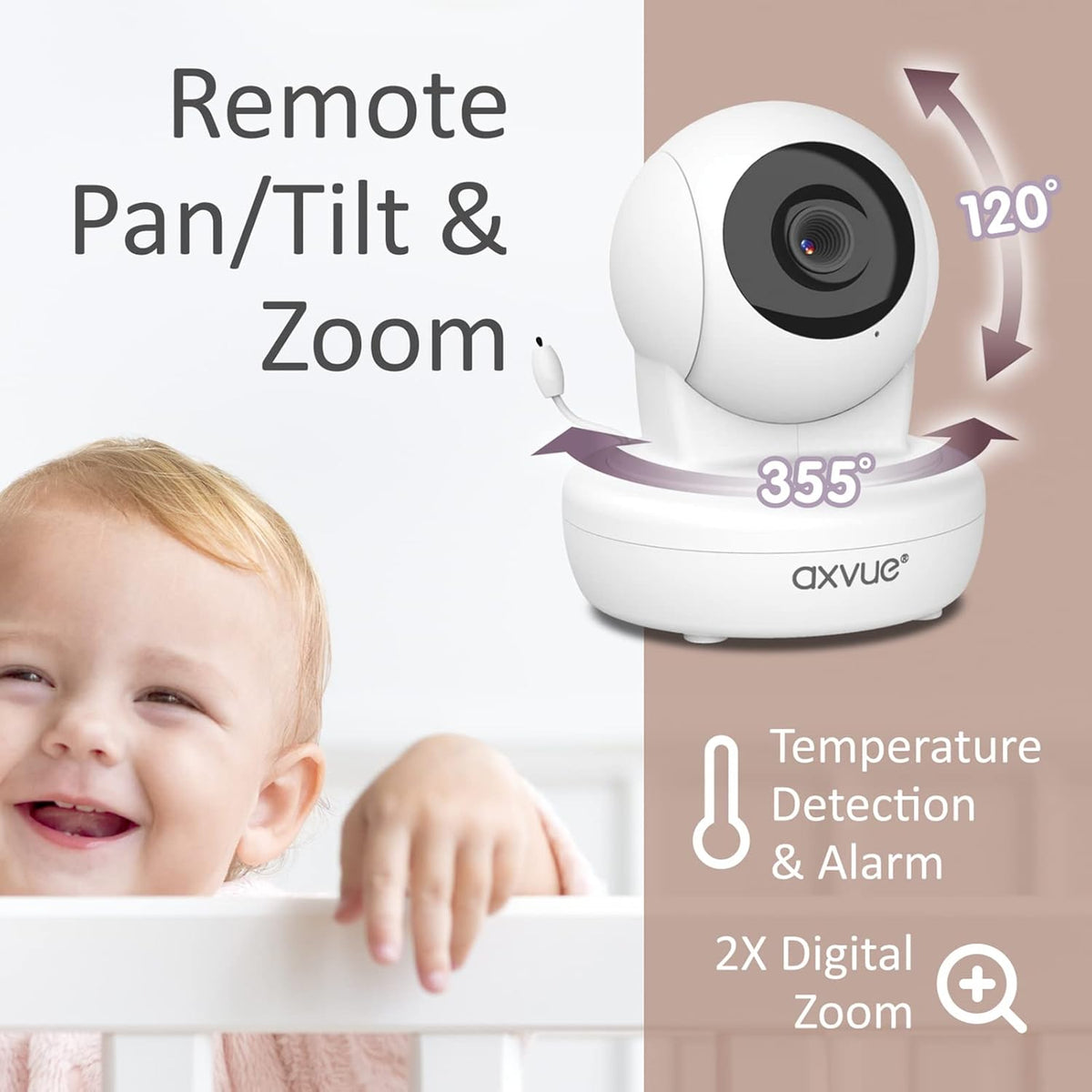 Baby Monitor with Pan-Tilt-Zoom Camera and LCD Screen, Night Vision A20321