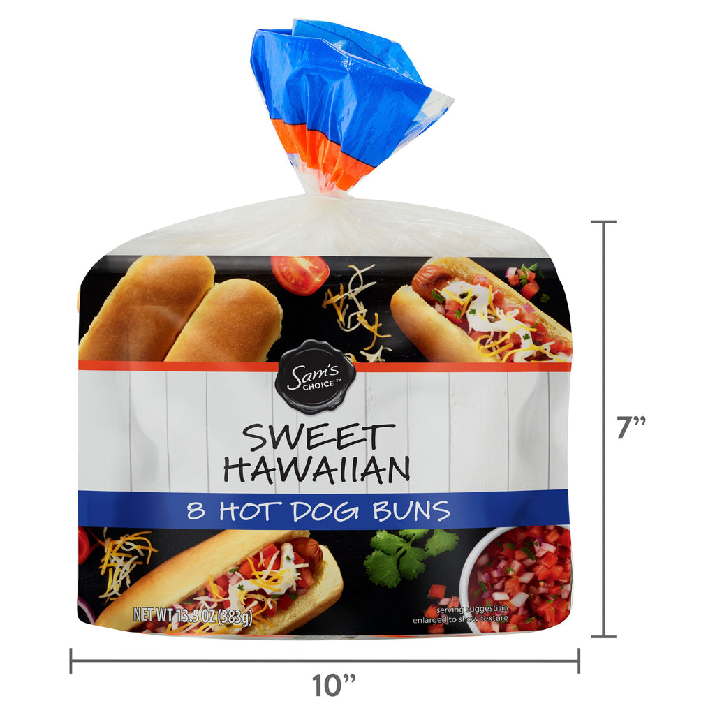 Sweet Hawaiian Hot Dog Buns, 13.5 oz, 8 Count A647