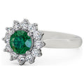 14K White Gold Floral Halo Round Cut Diamond Engagement Ring E6223