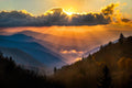Sunrise Over Blue Ridge Mountains Scenic Painting Gallery Wrapped Canvas Art Q4699