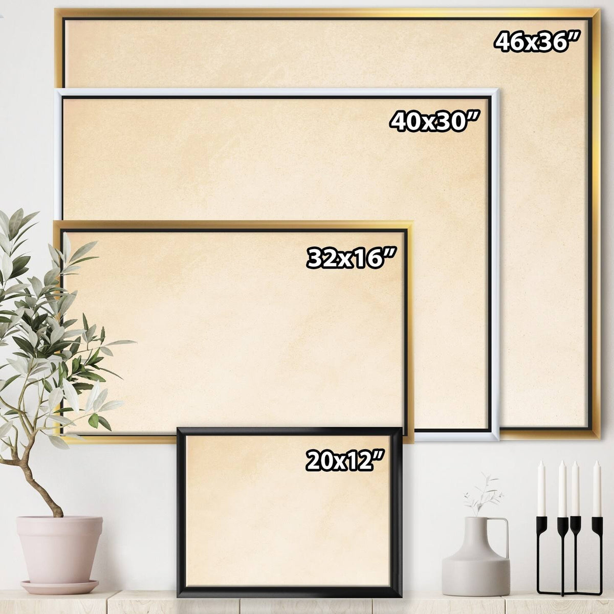 Grey Pink Modern Framed Canvas 44 in. Wide x 34 in. High D748
