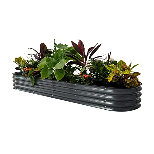 17" Tall 9 in 1 8ft X 2ft Metal Raised Planter Bed Modern Gray W89974
