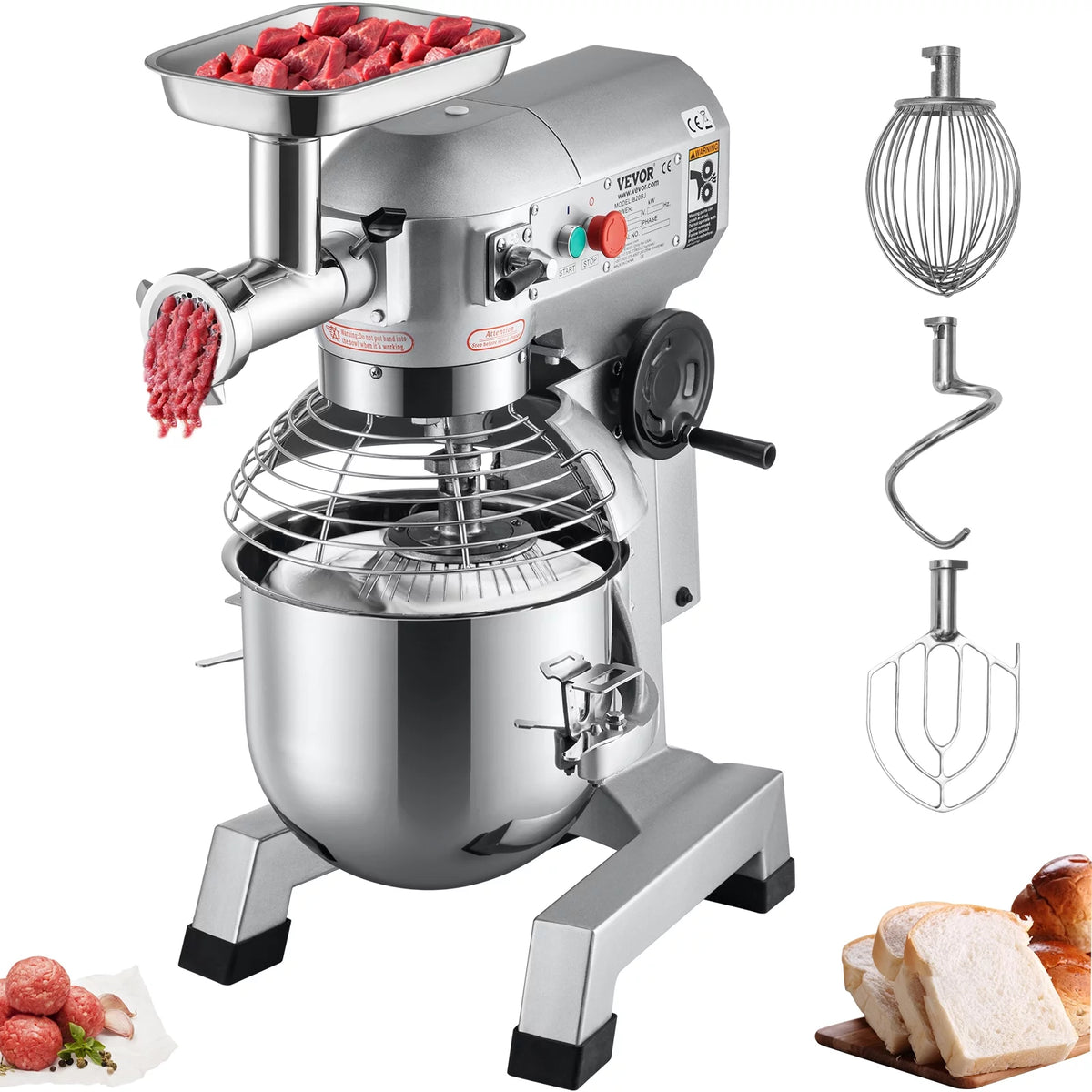20Qt Stainless Steel Bowl Stand Mixer with Meat Grinder Q23892