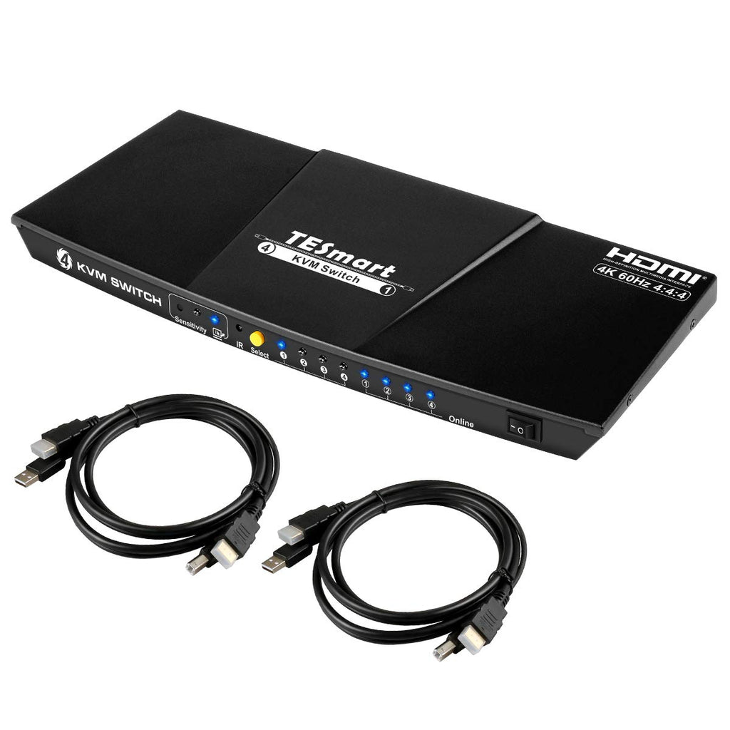 4-Port HDMI KVM Switch with 2 Pcs 5ft KVM Cables D143