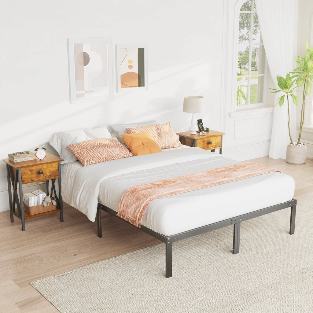 Full Size Heavy Duty Platform Bed Frame with Underbed Storage P353419