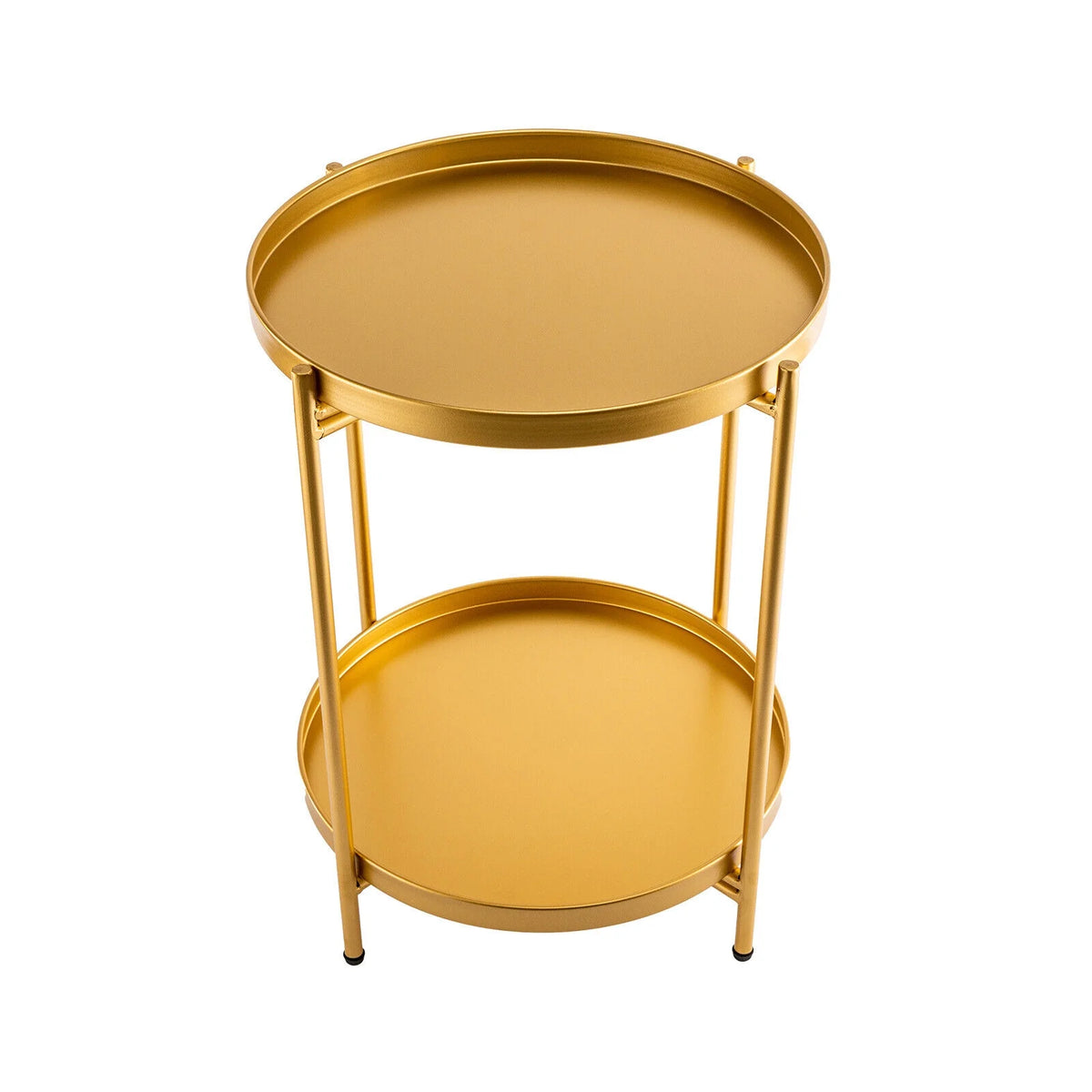 2-Tier Metal Round End Table with Removable Tray F393162