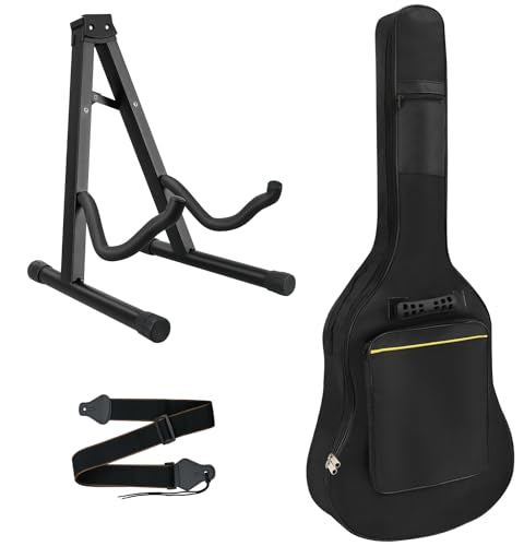 Guitar Accessories Kit with Gig Bag, Folding Stand, Adjustable Strap J4886