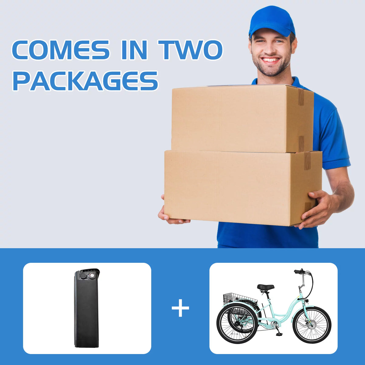 Electric Tricycle 3 Wheel 350W 36V 10.4AH 24" Adults with Basket A76456