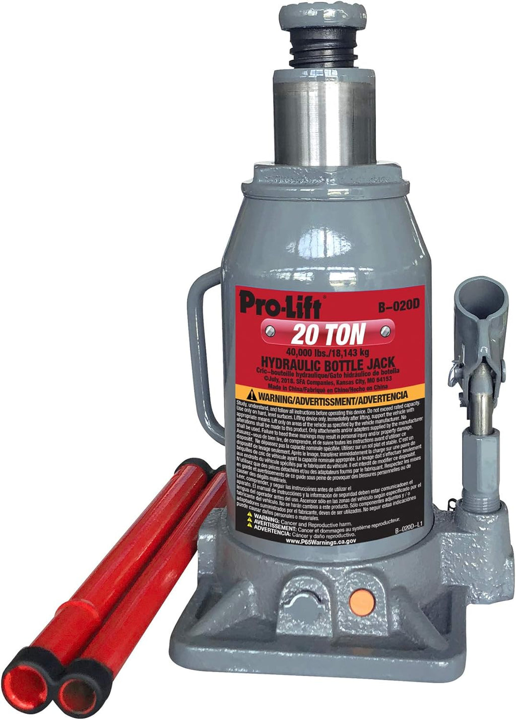 Grey Hydraulic Bottle Jack 20 Ton Capacity Pack of 2 C52557