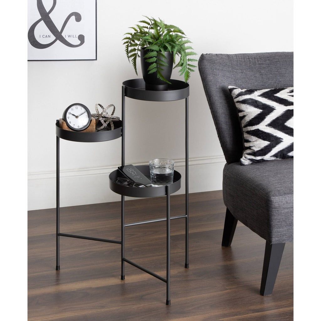 Navy Blue Metal Tri-Level Plant Stand K416709