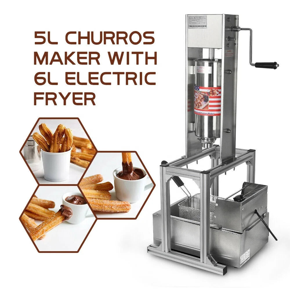 5L Churro Making Machine with 6L Electric Deep Fryer 110V N39855