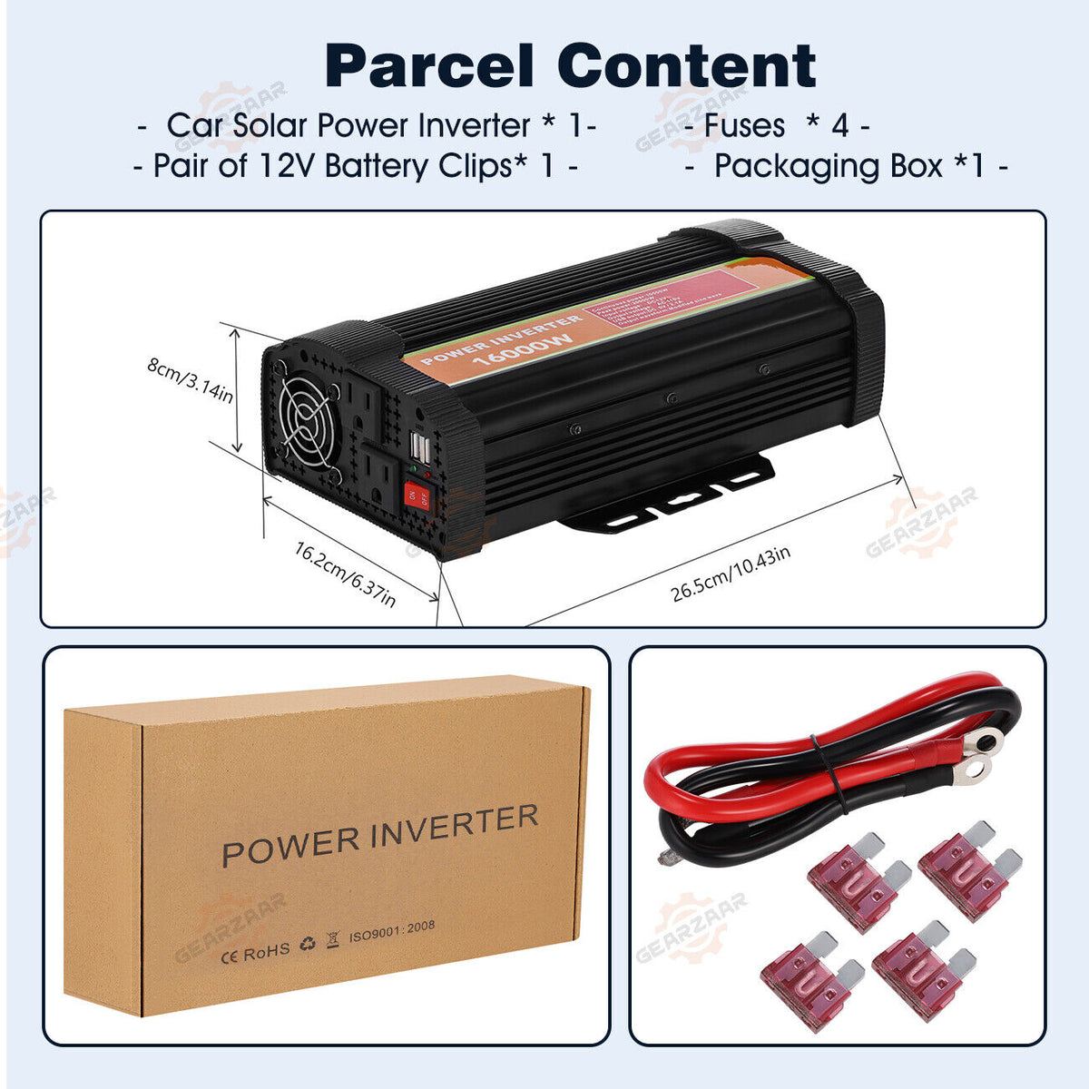 16000W Peak Pure Sine Wave Power Inverter DC 12V to AC 110/120V W4481