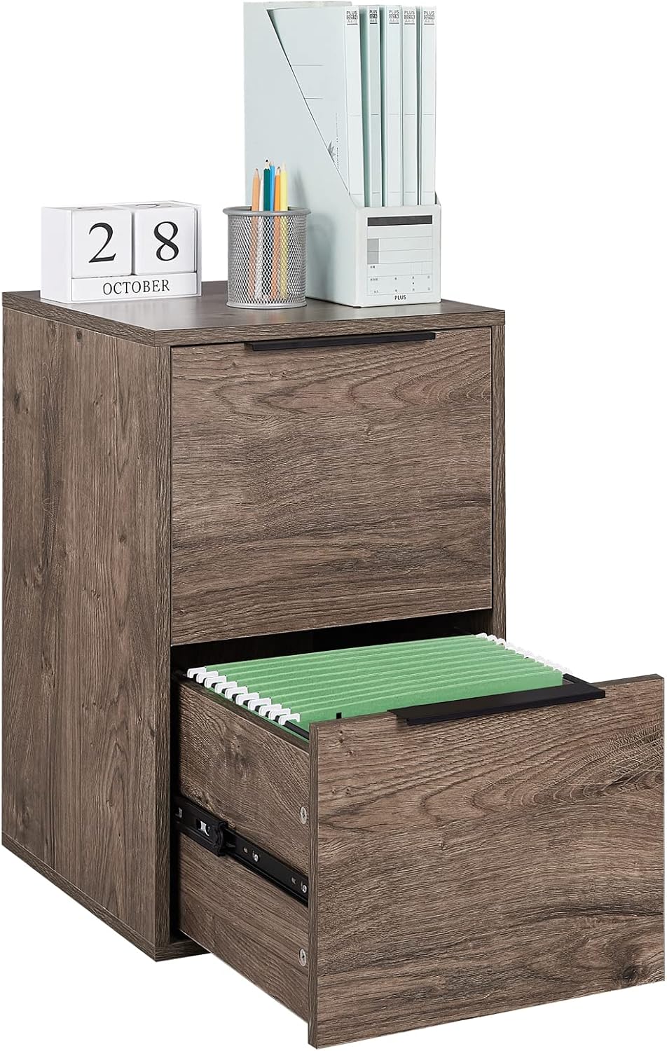 Wooden Lateral File Cabinet with Drawer and Open Storage Shelves S455