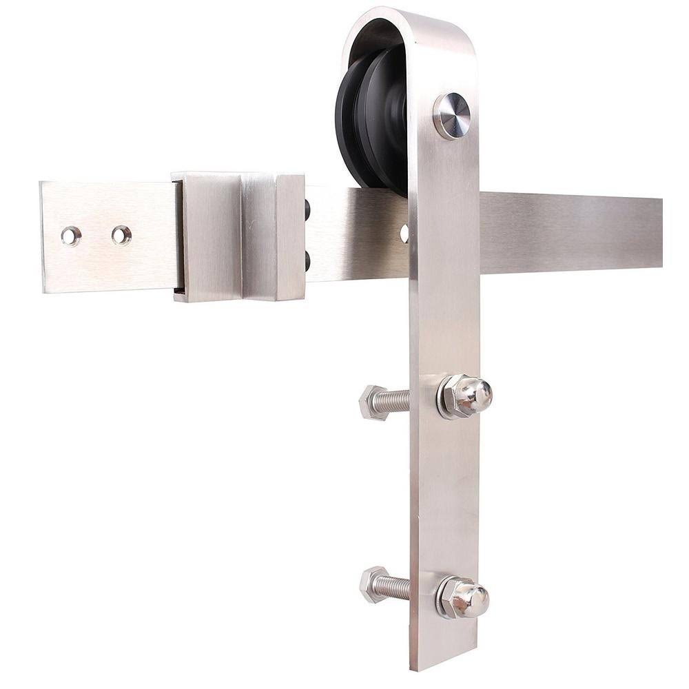 24 in. x 84 in. Brown Solid Knotty Pine Wood Interior Sliding Barn Door with Hardware Kit D5457