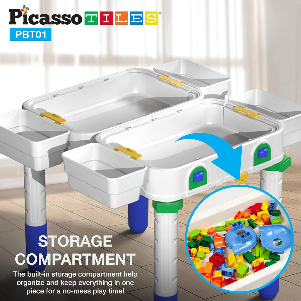 Kids Play Table & Chair Set with Storage, 331pcs Building Blocks and Marble Run F3780