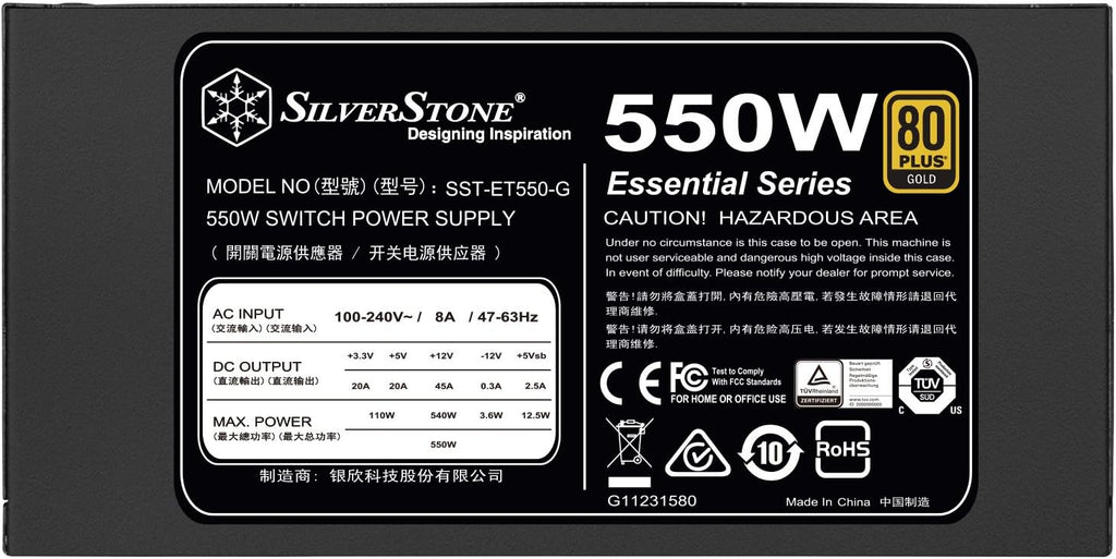 550W 80 Plus Gold Power Supply with Flat Black Cables N5759