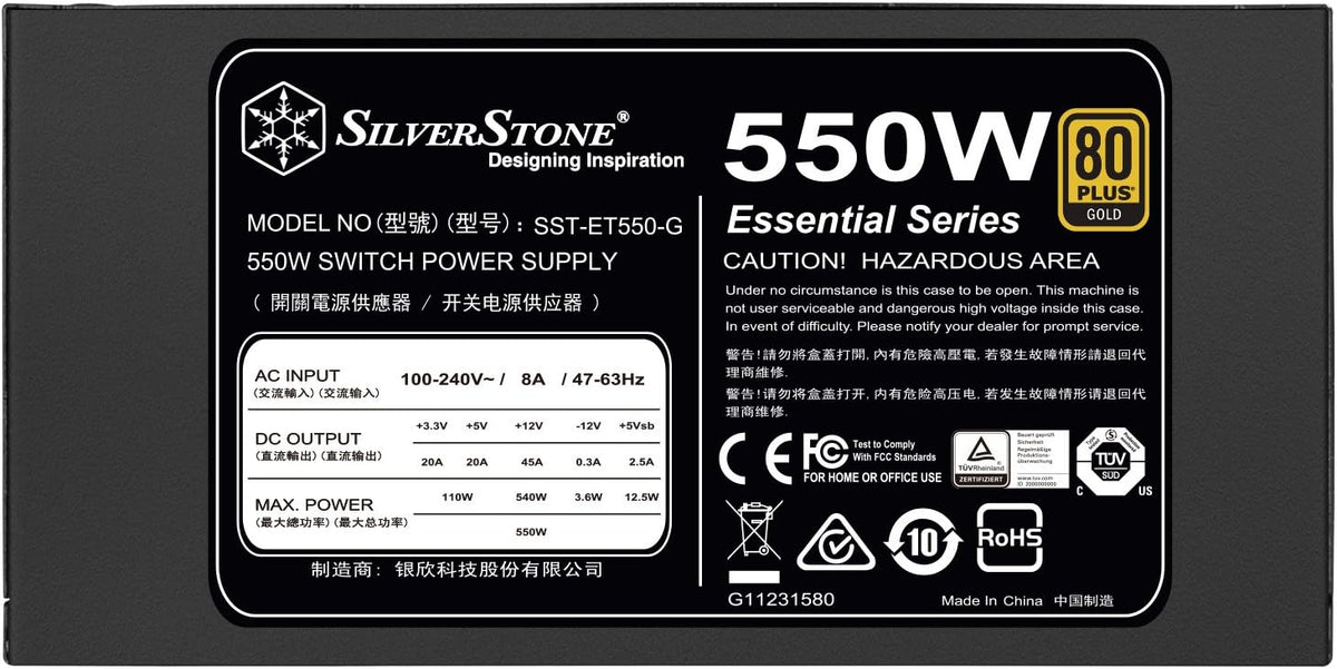 550W 80 Plus Gold Power Supply with Flat Black Cables N5759