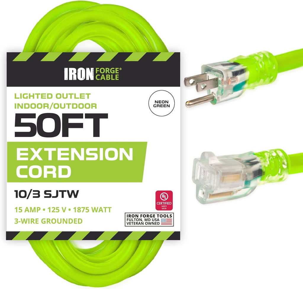 50 Foot Lighted Outdoor Extension Cord 10 Gauge D100581