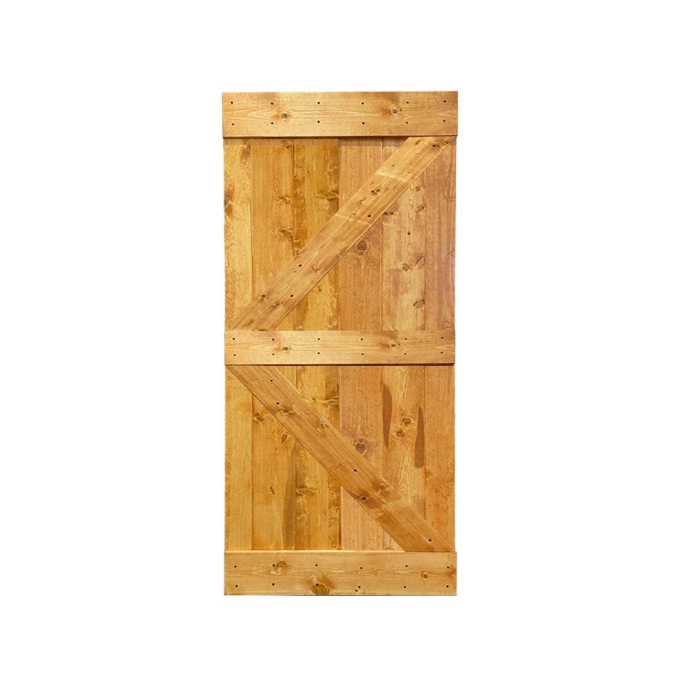 38 in. x 84 in. Weather Oak Stained Solid Pine Wood Interior Sliding Barn Door Slab G2634