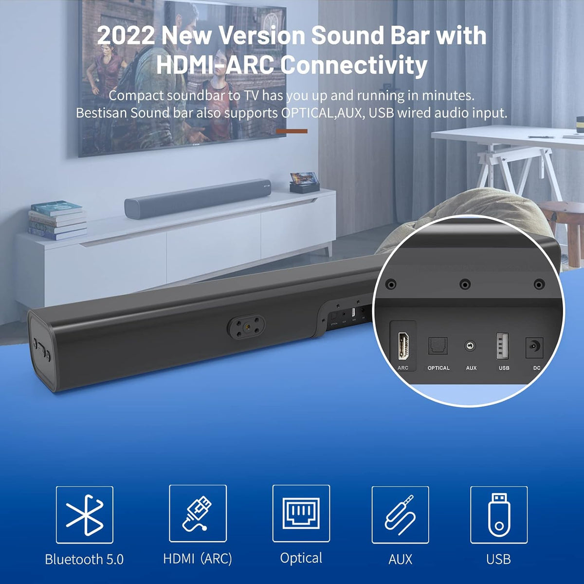 100W Wireless TV Sound Bar with HDMI-ARC C540