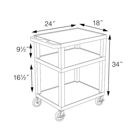 3-Shelf Plastic Utility Cart O624312
