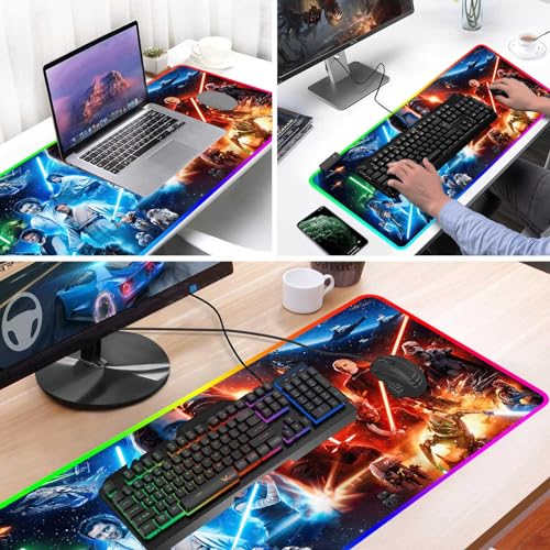 31.5"X15.7" RGB Mouse Pad with Anti-Slip Rubber Base Stitched Frame C934