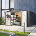 10X8 FT Metal Outdoor Storage Shed with Floor and Lockable Doors, Black I581