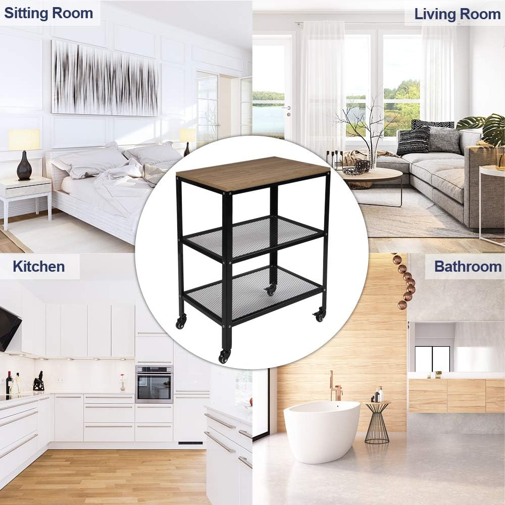 3-Tier Rolling Kitchen Cart with Storage J5905