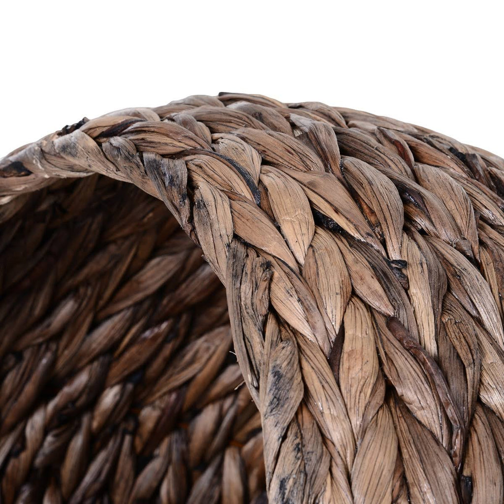 Hooded Rattan Wicker Elevated Cat House with Mat Y269
