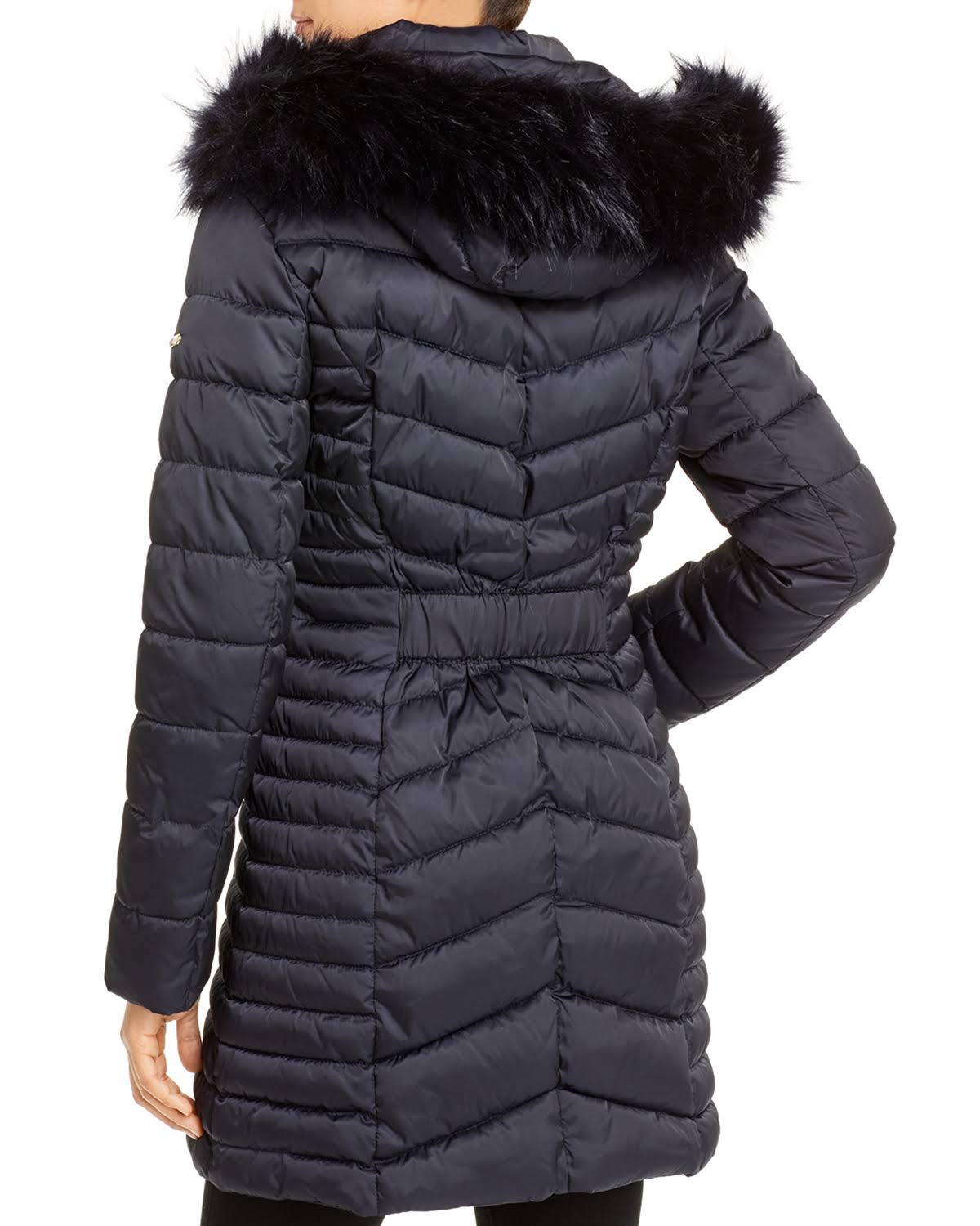 Black Faux-Fur-Trim Hooded Puffer Coat N623835