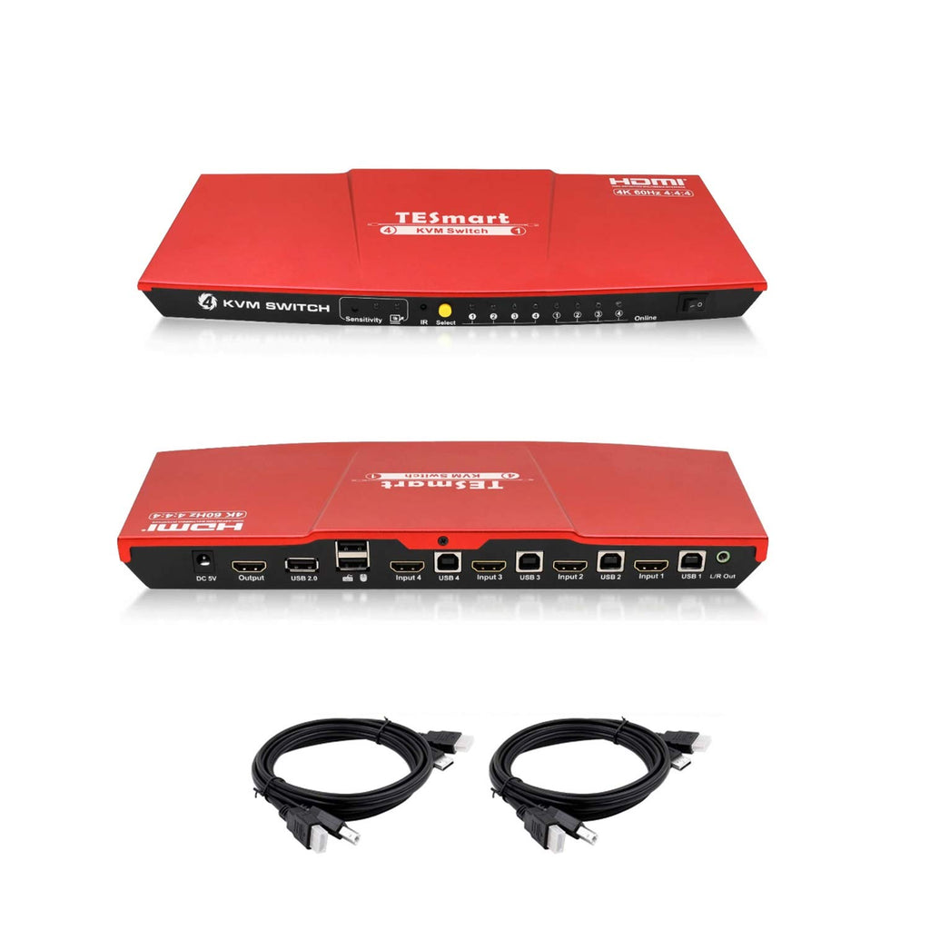 4-Port HDMI KVM Switch with 2 Pcs 5ft KVM Cables D143