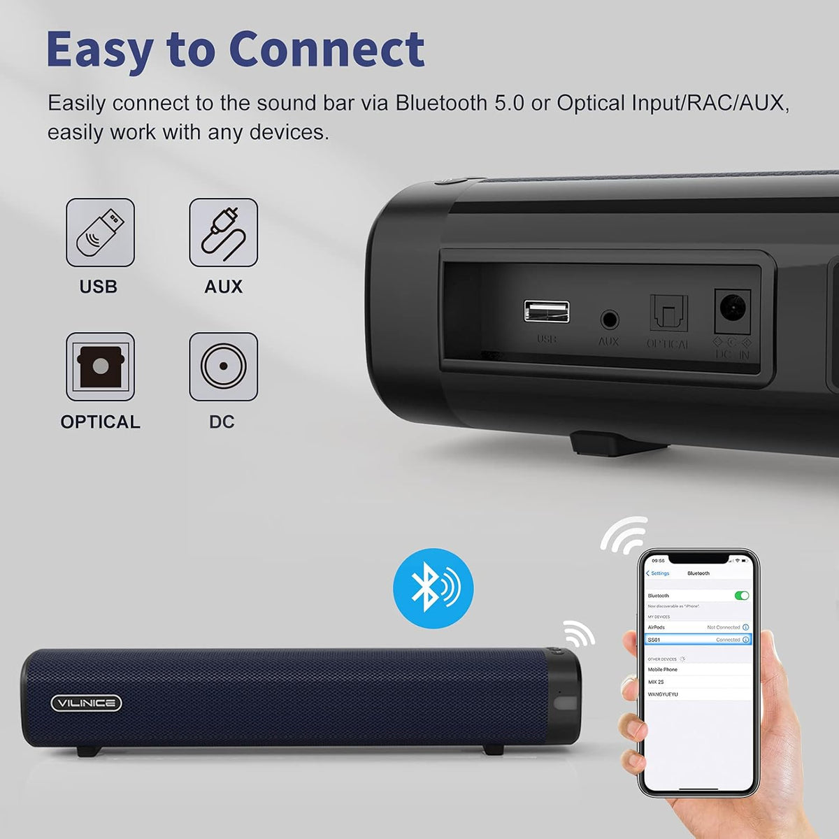 2 Pc 16-Inch Sound Bar with Wireless Bluetooth 5.0 L79814