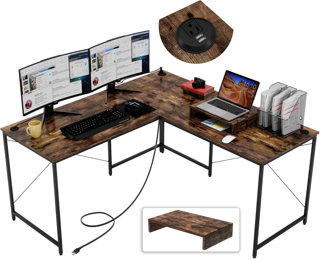 95.2 Inch Reversible Corner Computer Desk with Monitor Stand O7839