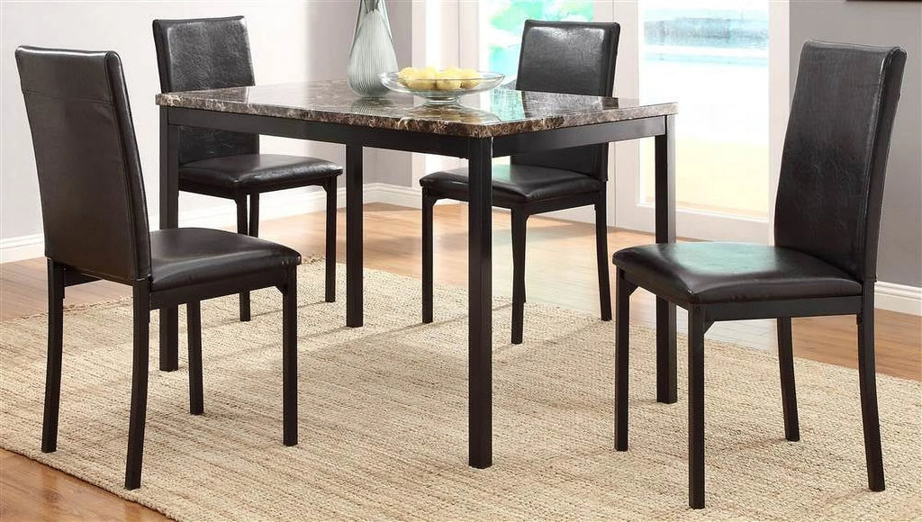 Contemporary Dining Table with Faux Marble Top in Black Q24291