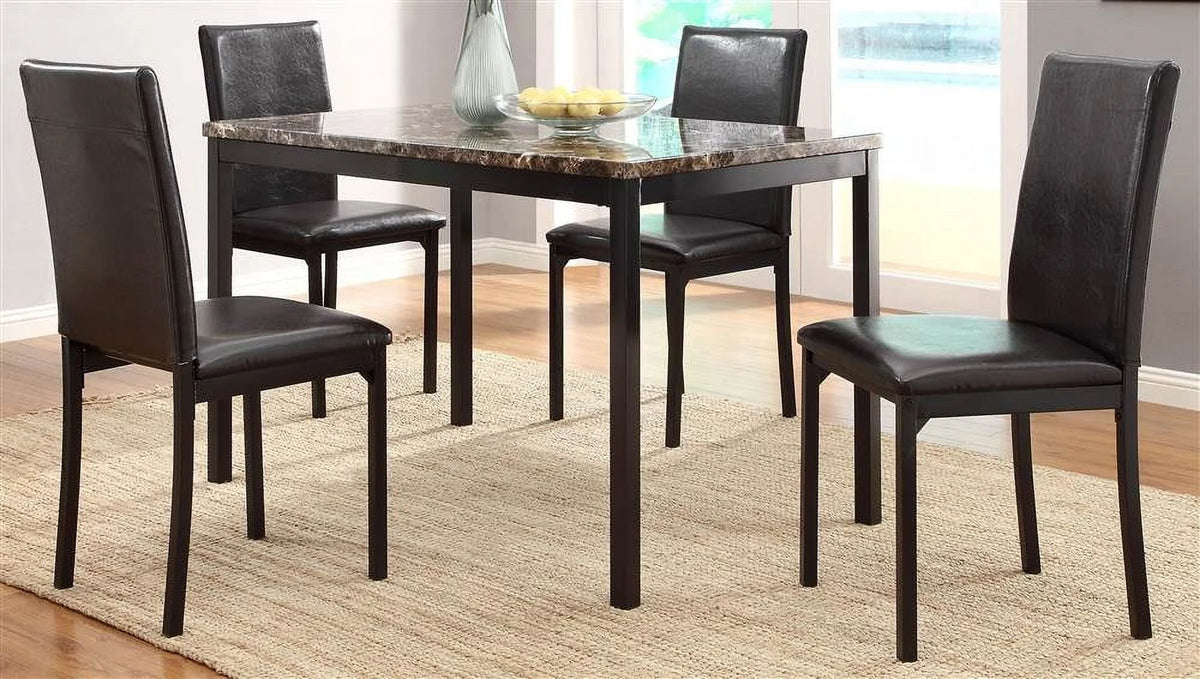 Contemporary Dining Table with Faux Marble Top in Black Q24291