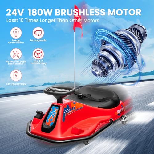 24V Electric Drifting Go Kart for Kids, Black L62433