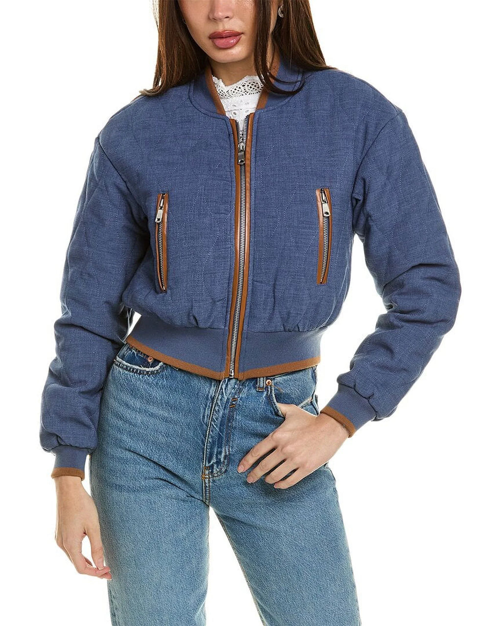 Quilted Chambray Bomber Jacket H108006